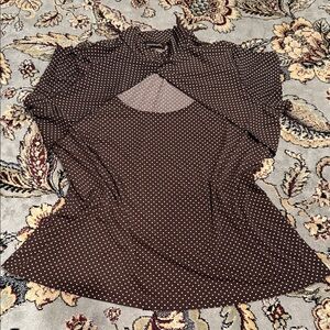 Ashley Stewart Brown Polka Dot Long Sleeve Top